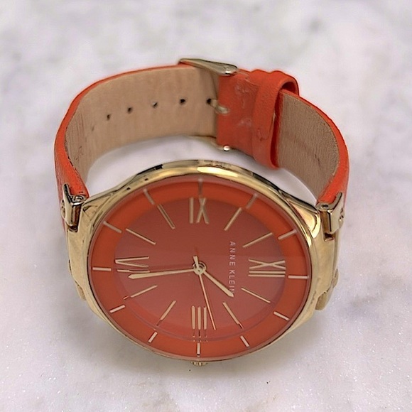 ANNE KLEIN • Orange & Gold Leather Watch - Picture 10 of 10